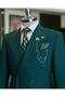 Italian Style Slim Fit Double Breasted Jacket Trousers Suit Green T12593 - 4