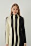 Black Stripe Detailed High Collar Midi Knitwear Dress - 3