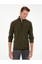 Khaki Regular Fit Half Zip Fleece Sweatshirt 50298973-Vr027 - 3