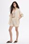 Beige Striped Shorts - 2