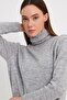 Gray Slit Detailed Turtleneck Knitwear Dress - 4