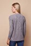 Women's Patterned Knitwear V-Neck Side Slits Off Shoulder Long Sleeve Blouse-Grey - 5