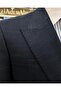 Italian style Slim Fit Plaid Double-Breasted jacket and trousers suit, navy blue T11695 - 3