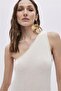 Bone One Shoulder Knitwear Dress - 2
