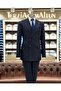 Italian style Slim Fit Plaid Double-Breasted jacket and trousers suit, navy blue T11695