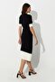 Black Ecru Midi Length Corduroy Knitwear Dress - 5