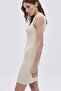 Beige Corded Mini Knitwear Dress
