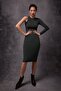 Khaki Single Sleeve Knitwear Dress - 3