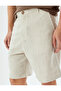 Linen Blend Shorts Skinny Chino Pocket Detail Buttoned - 5