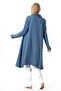 Long Sleeve Mystery Autumn and Winter Asymmetric Cut Double Muslin Jacket Indigo Indg - 2