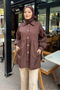 Garnished Lined Short Trench Coat - Brown - 3