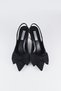Women's Bowknot Evening Dress Black Fabric High Heel Shoes 7cm Heel