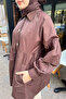 Garnished Lined Short Trench Coat - Brown - 5