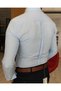 Italian Style Slim Fit Mock Neck Satin Men's Shirt Ice Blue T4749 - 3