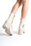 Side Zipper Lace-Up High Sole Front Belt Detailed Women's Beige Long Boots - 4