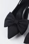 Women's Bowknot Evening Dress Black Fabric High Heel Shoes 7cm Heel - 3