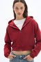 Zipper - Relaxed Fit Full Length Zippered Hooded 3 Thread Premium Knitted Fabric Burgundy Sweatshirt - 3