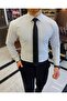 Italian style checkered tie collar cotton men's shirts green T11153 - 2