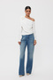 Ecru Rose Detailed Gathered Side Blouse