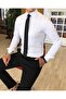 Italian Style Slim Fit Men's Tie Collar Shirt White T4775 - 4