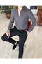 Italian Style Slim Fit Mock Neck Satin Men's Shirt Dark Gray T4737 - 2
