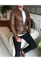 100% Original Lamb Leather Coat Jacket Camel T4312 - 3