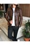 100% original lamb leather jacket coat tobacco T6319