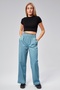 Women's Petrol Blue Elastic Waist Written Print Palazzo Pants
