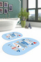 Digital Washable Colorful Fish Pattern Oval Bath Mat Toilet Set - 8