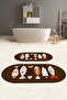 Digital Washable Colorful Fish Pattern Oval Bath Mat Toilet Set - 7