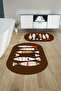 Digital Washable Colorful Fish Pattern Oval Bath Mat Toilet Set - 3