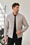 Men's Bomber Collar Jacket Stone - 4