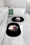 Digital Washable Non-Slip Base Floral Motif Oval Bath Mat Toilet Set - 6