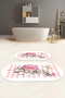 Digital Printed Washable Non-Slip Base Rose Motif Oval Bath Mat Toilet Set - 6