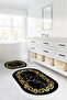 Digital Washable Framed Marble Model Oval Bath Mat Toilet Set - 4