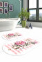 Digital Printed Washable Non-Slip Base Rose Motif Oval Bath Mat Toilet Set - 7