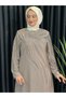 Jewelled Sleeves Crepe Dress - 3