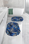Digital Printed Washable Classic Floral Pattern Oval Bath Mat Toilet Set - 6