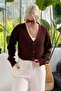 كارديجان بني بأكمام طويلة وأزرار أمامية MG2198 - 4
