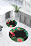 Digital Washable Colorful Flamingo Pattern Round Bath Mat Toilet Set - 6