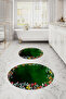 Digital Washable Colorful Floral Pattern Round Bath Mat Toilet Set - 3