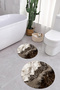 Digital Washable Non-Slip Base Marble Model Round Bath Mat Toilet Set - 6