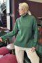 Khaki Half Turtleneck Wick Detailed Women's Sweater Mg2156 - 3