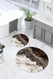 Digital Washable Non-Slip Base Marble Model Round Bath Mat Toilet Set - 9