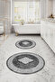 Classic Model Round Bath Mat Toilet Set with Digital Washable Frame