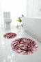 Digital Washable Non-Slip Base Leaf Motif Round Bath Mat Toilet Set - 2