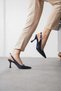 Women's Ovis Pointed Heeled Shoes - Navy Blue-Patent Leather