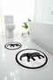 Printed Washable Non-Slip Base Round Bath Mat Toilet Set with Elephant Figure - 6