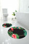 Digital Washable Colorful Flamingo Pattern Round Bath Mat Toilet Set - 5