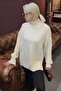 Ecru Half Turtleneck Wicking Detailed Women's Sweater Mg2156 - 5